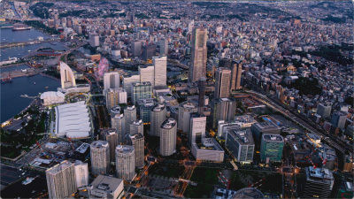 航拍镜头下的日本4K城市街景 60FPS帧视频