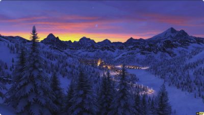 阿尔卑斯山谷镇子雪景 4K60FPS视频